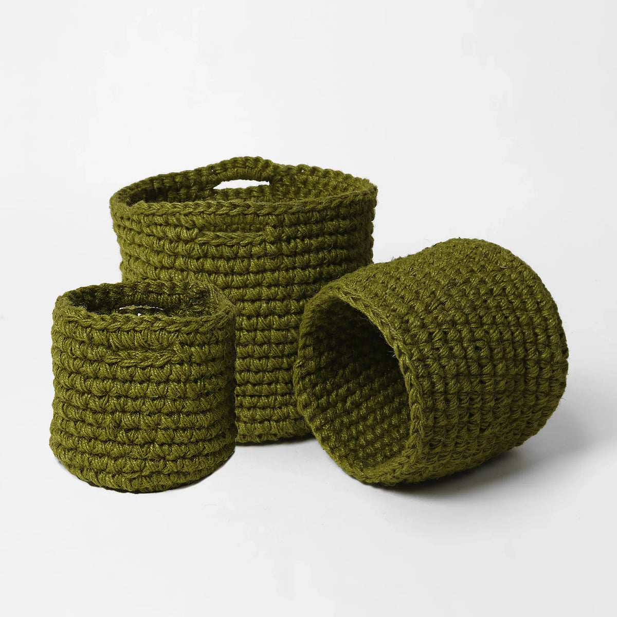 Boho-Style Set of 3 Cotton Planter Basket & Storage Basket