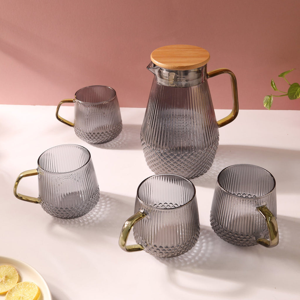 Classic Glass Tea Set of 5 - Grey Nestasia