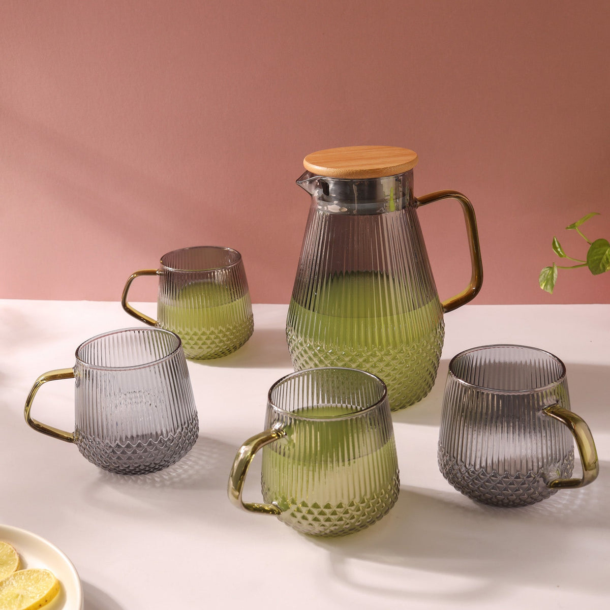 Classic Glass Tea Set of 5 - Grey Nestasia