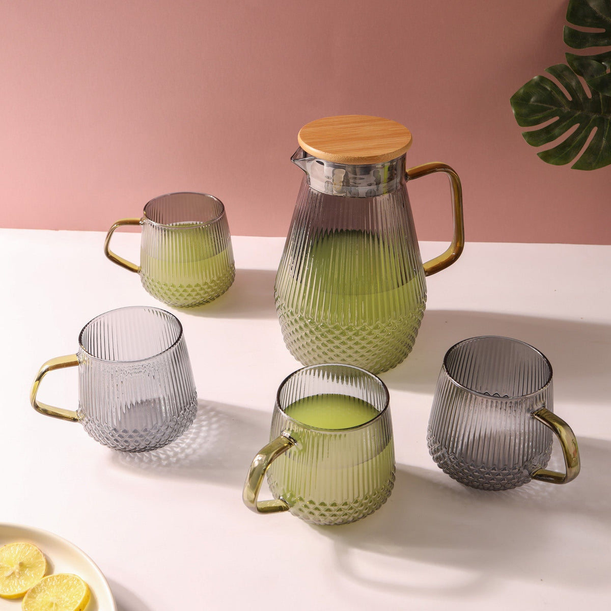 Classic Glass Tea Set of 5 - Grey Nestasia