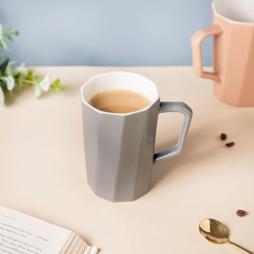 Stone Grey Ribbed Cup 350 ml Nestasia