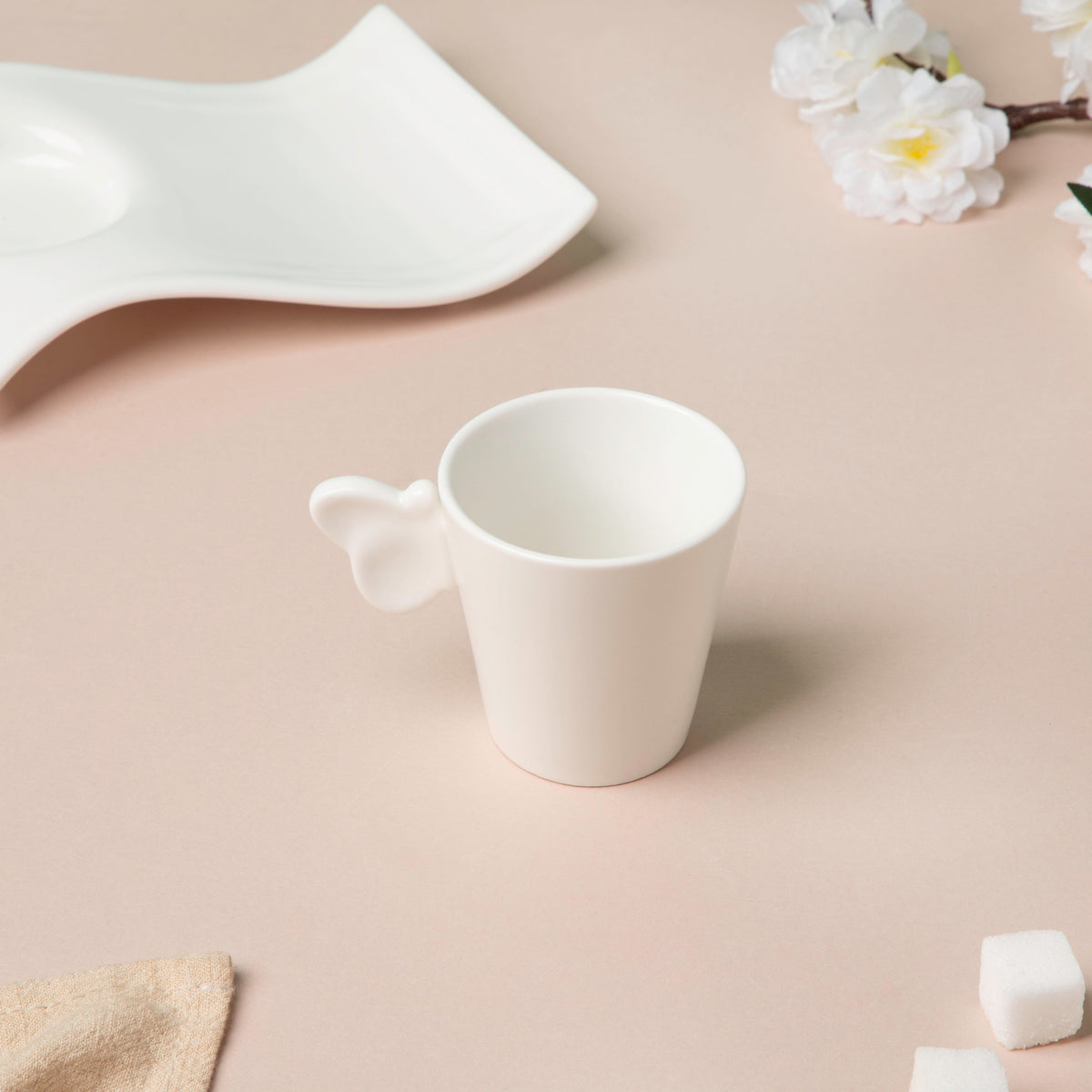 Riona Ceramic Butterfly Cup And Saucer Set White Nestasia