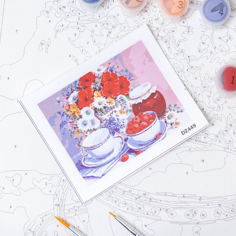 Ceramic Tea Set DIY Paint By Numbers Kit Nestasia