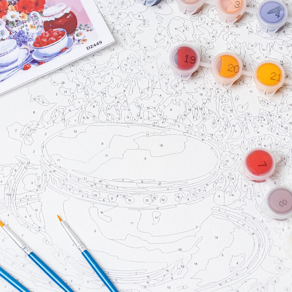 Ceramic Tea Set DIY Paint By Numbers Kit Nestasia
