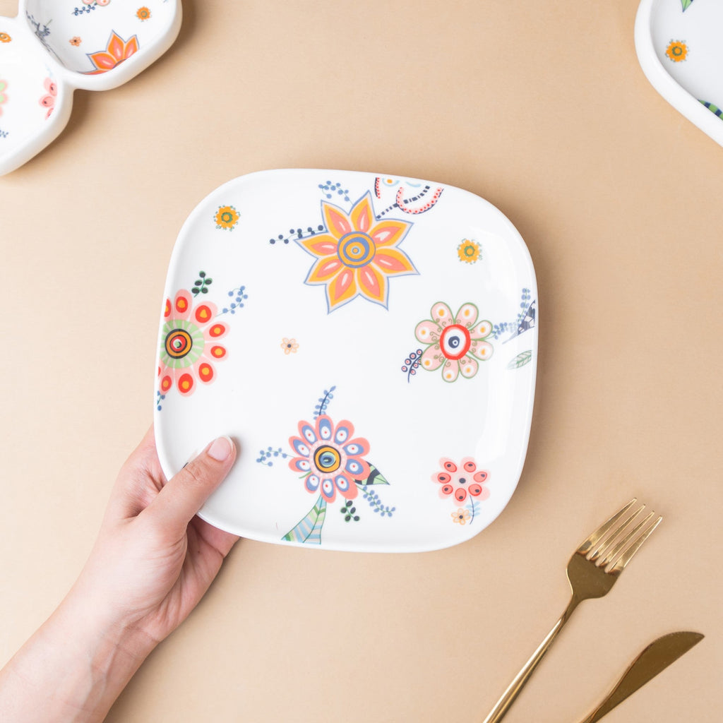 Square Snack Plate Floral Nestasia
