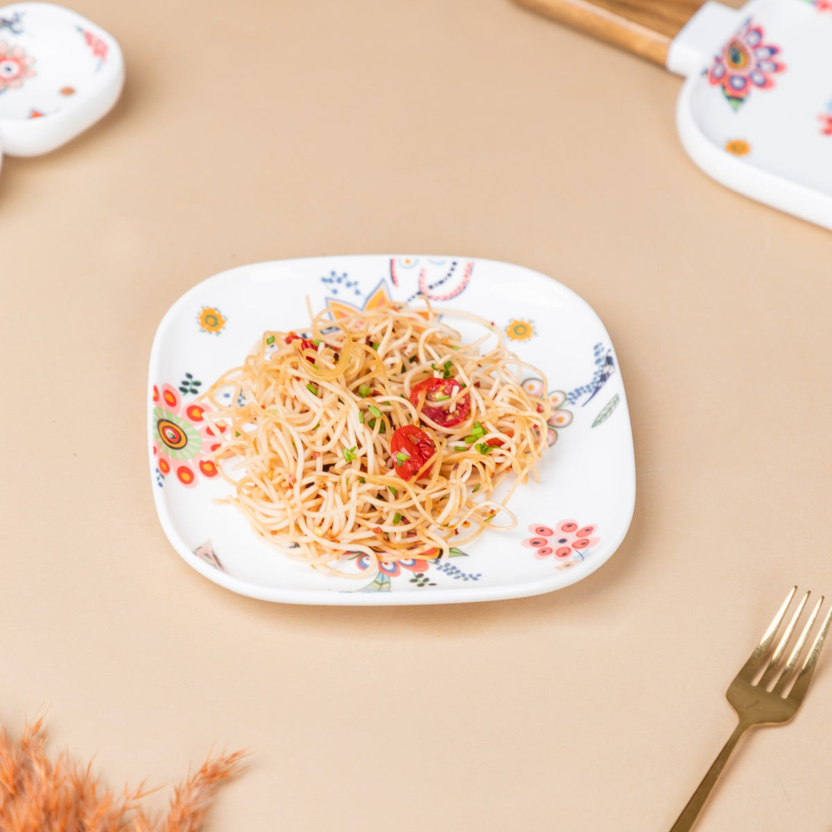 Square Snack Plate Floral Nestasia