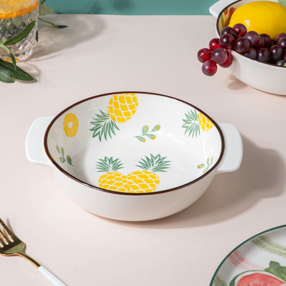 Pineapple Baking Bowl With Handles 7.5 Inch 500 ml Nestasia