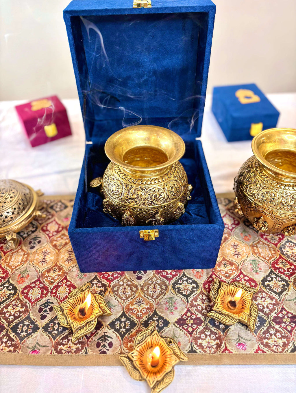 Brass Ashtalakshmi And Dashavatara Kodam / Kalash Vedansh Craft