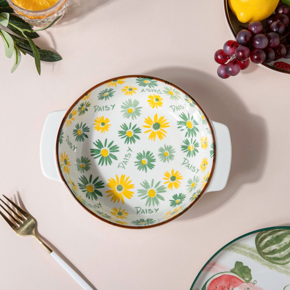 Daisy Baking Bowl With Handles 7.5 Inch 500 ml Nestasia