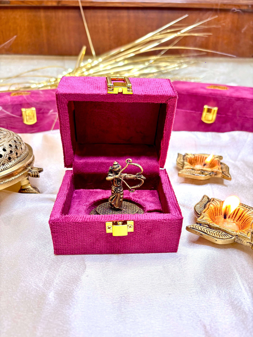 Brass Handcrafted Ram Idol with Velvet Gift Box (2.5 Inch) Vedansh Craft