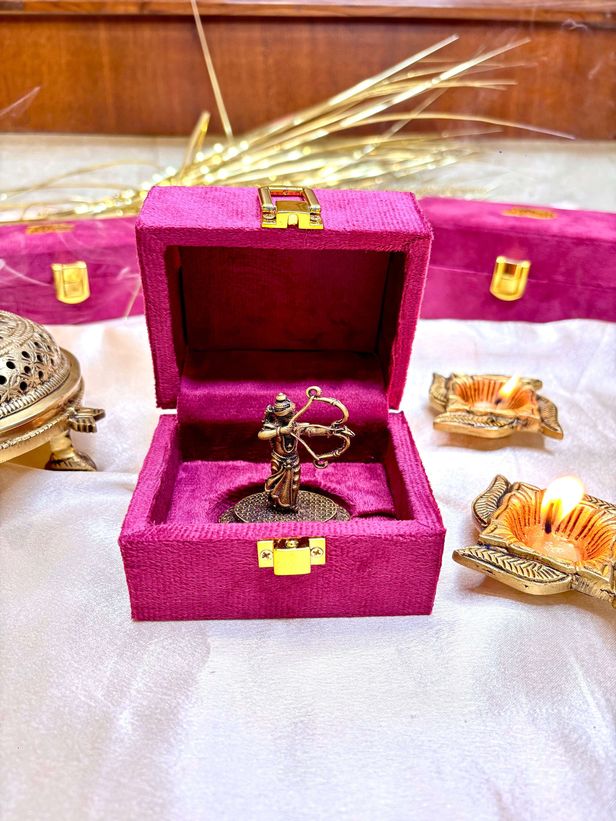 Brass Handcrafted Ram Idol with Velvet Gift Box (2.5 Inch) Vedansh Craft