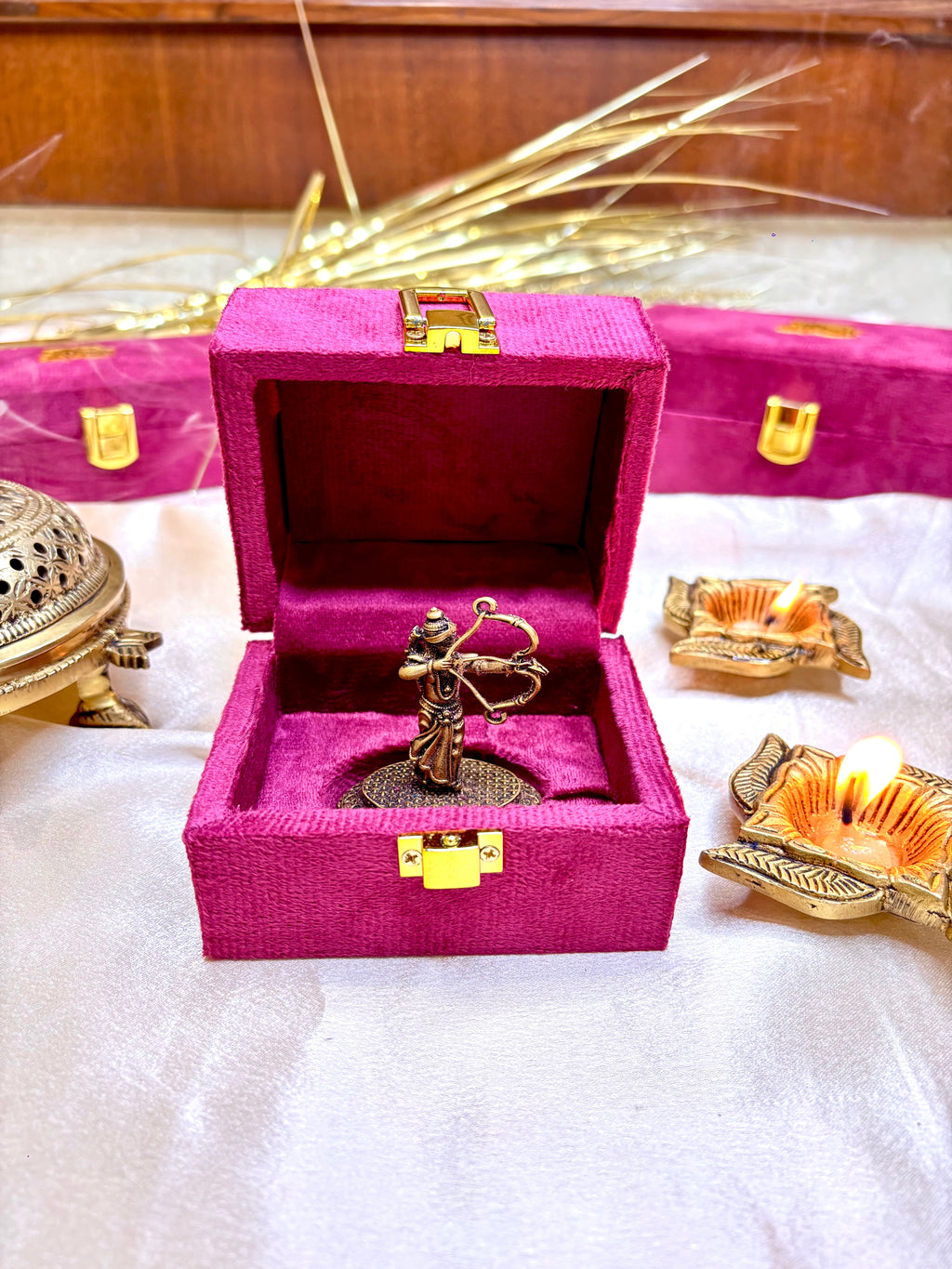Brass Handcrafted Ram Idol with Velvet Gift Box (2.5 Inch) Vedansh Craft