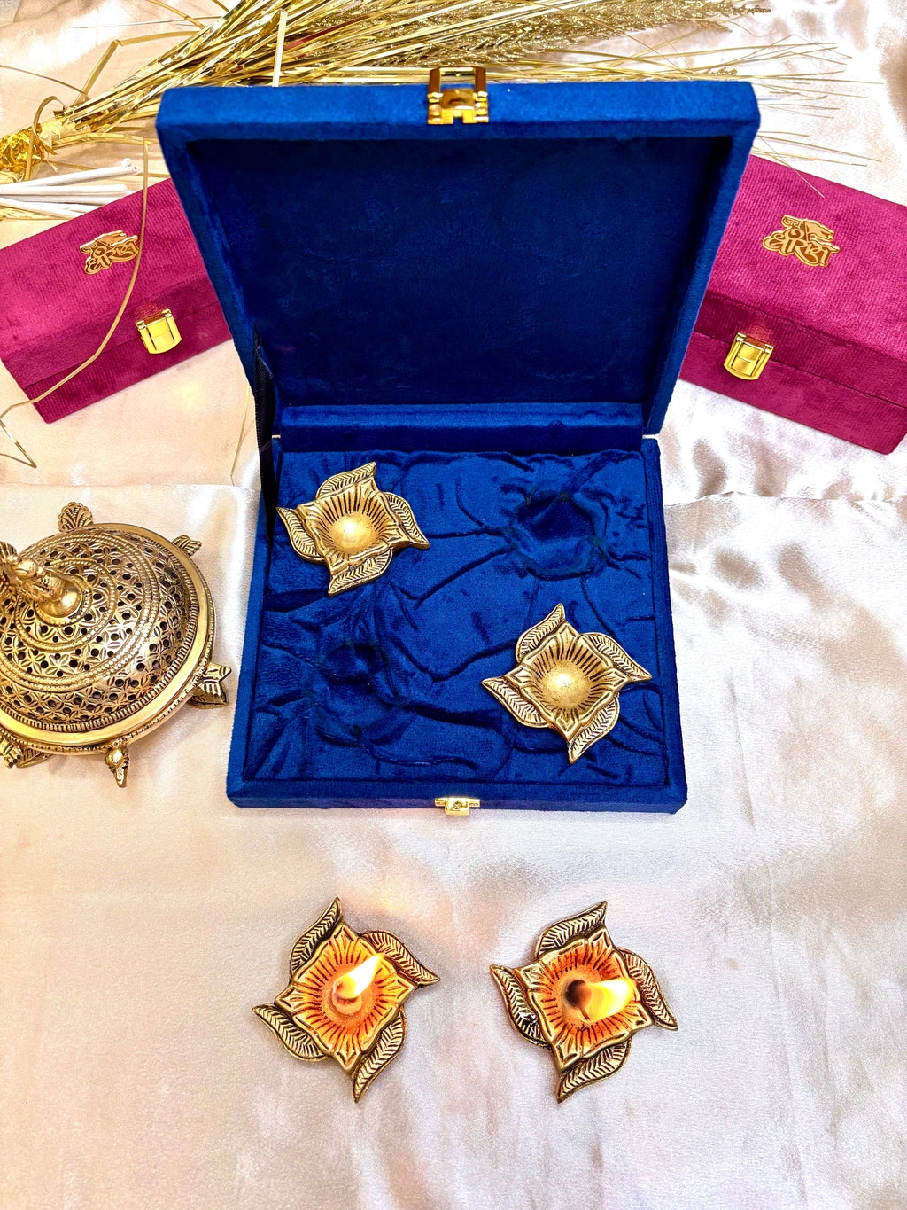 Brass Swastik Oil Diya Set (0.8 Inch) Vedansh Craft