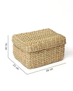 Handmade Seagrass Storage Box with Lid for Wardrobe & Accessories