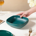 Cara Square Serving Bowl - Midnight Green Nestasia