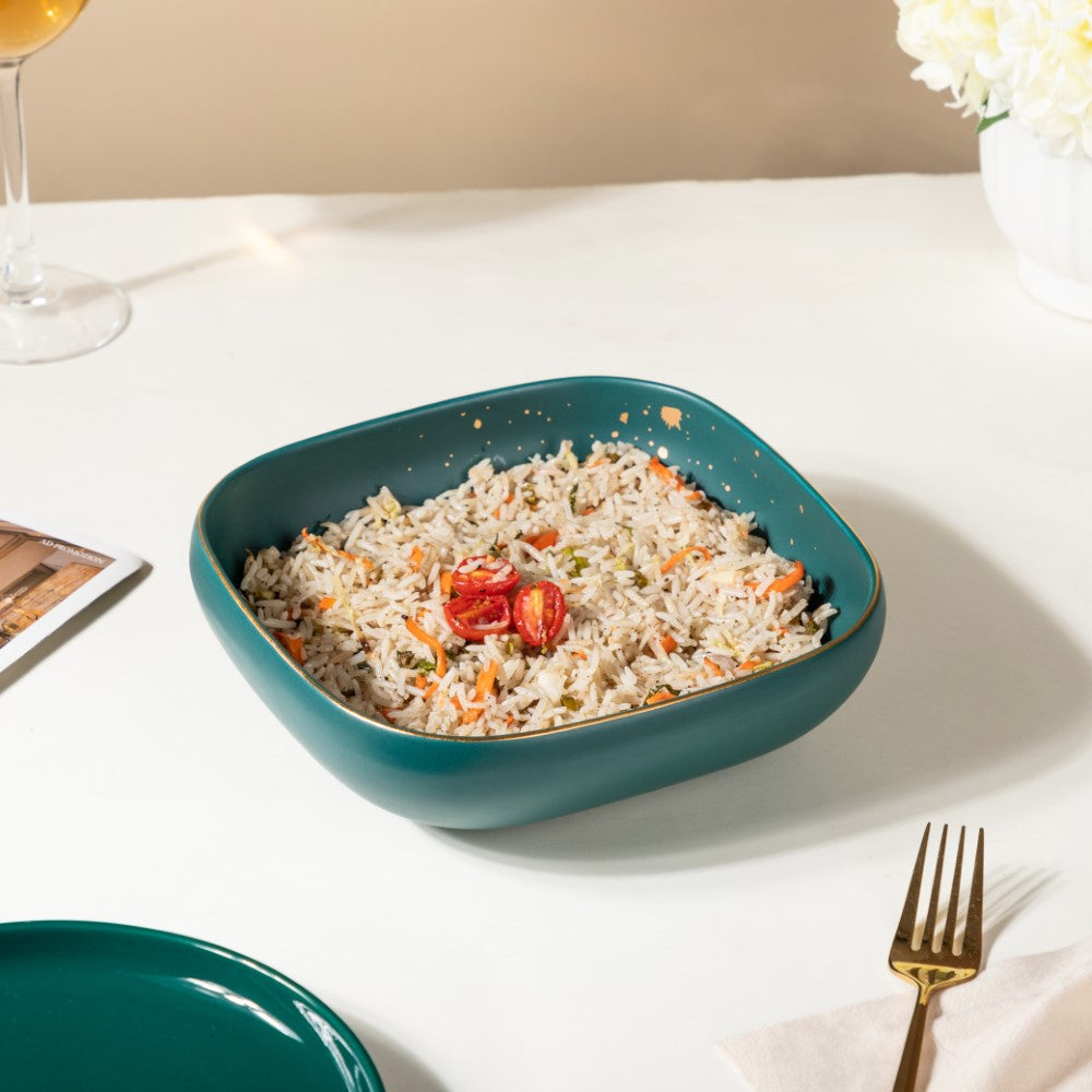 Cara Square Serving Bowl - Midnight Green Nestasia