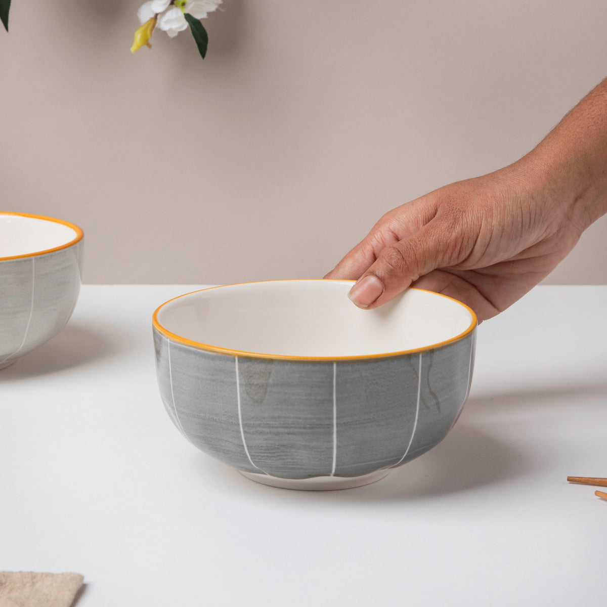 Willow Dark Grey Ceramic Snack Bowl Large Nestasia