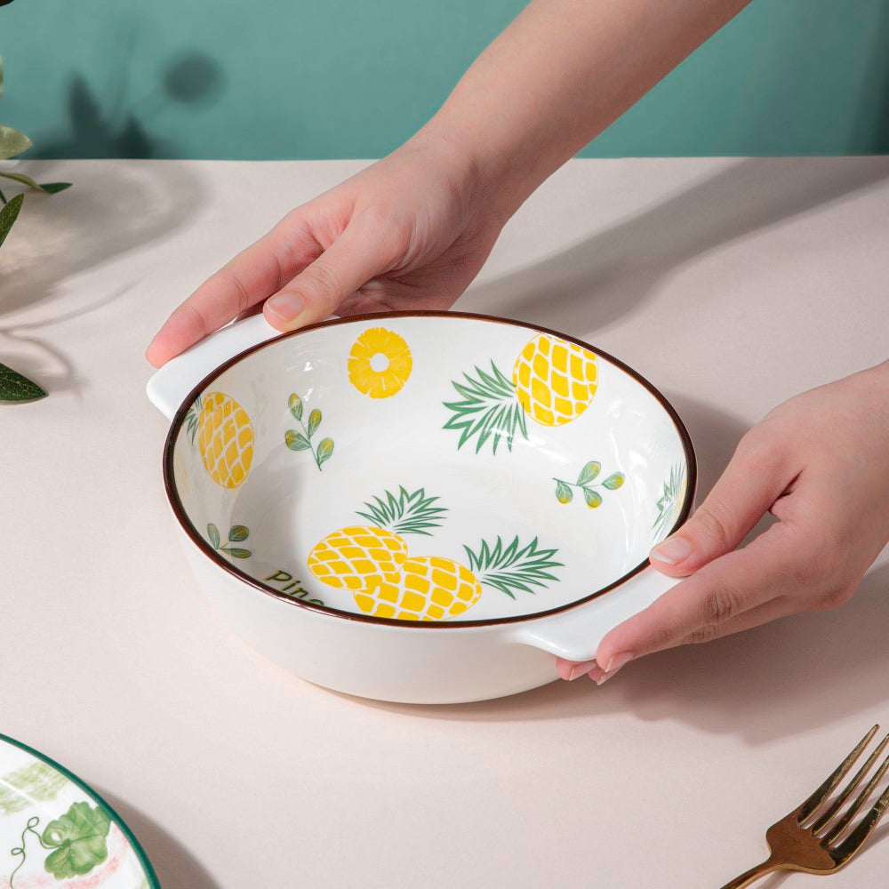 Pineapple Baking Bowl With Handles 7.5 Inch 500 ml Nestasia