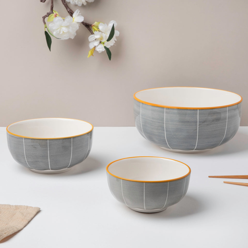 Willow Dark Grey Ceramic Snack Bowl Large Nestasia