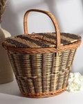 Portable Wicker Picnic Basket for Park Picnics, Weekend Trips & Food Carry