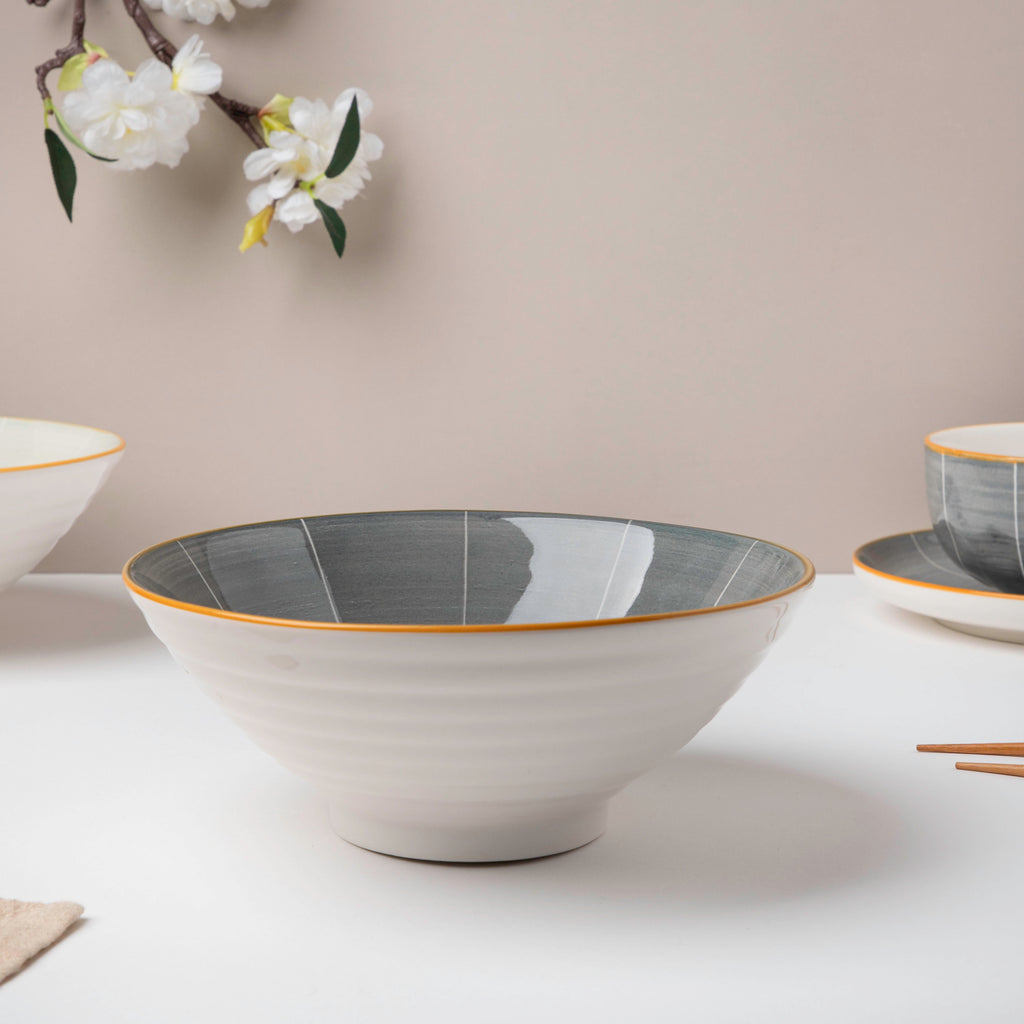 Willow Dark Grey 22 Piece Pasta Set For 6 Nestasia
