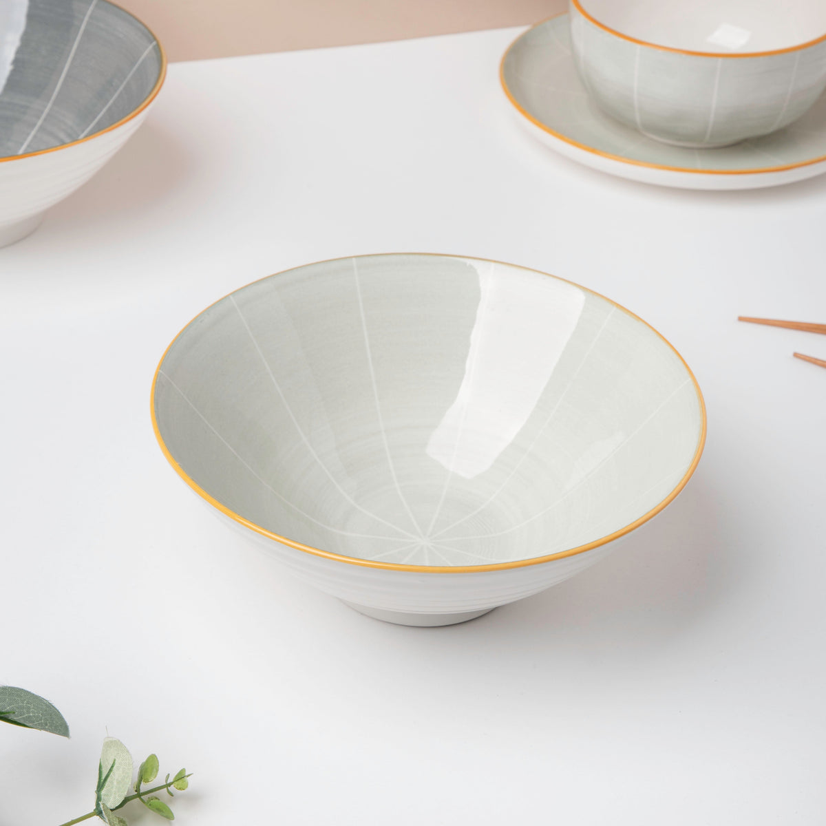 Willow Light Grey 8 inch Ramen Bowl 800 ml Nestasia
