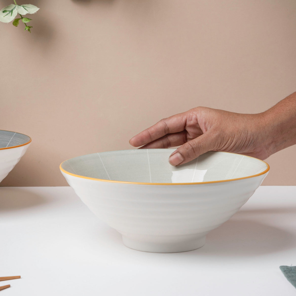 Willow Light Grey 8 inch Ramen Bowl 800 ml Nestasia