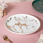 Sleek Marble Dinner Plate White 10 Inch Nestasia