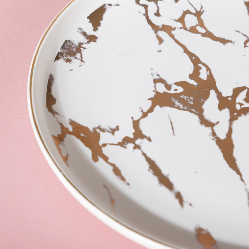 Sleek Marble Dinner Plate White 10 Inch Nestasia