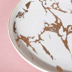 Sleek Marble Dinner Plate White 10 Inch Nestasia