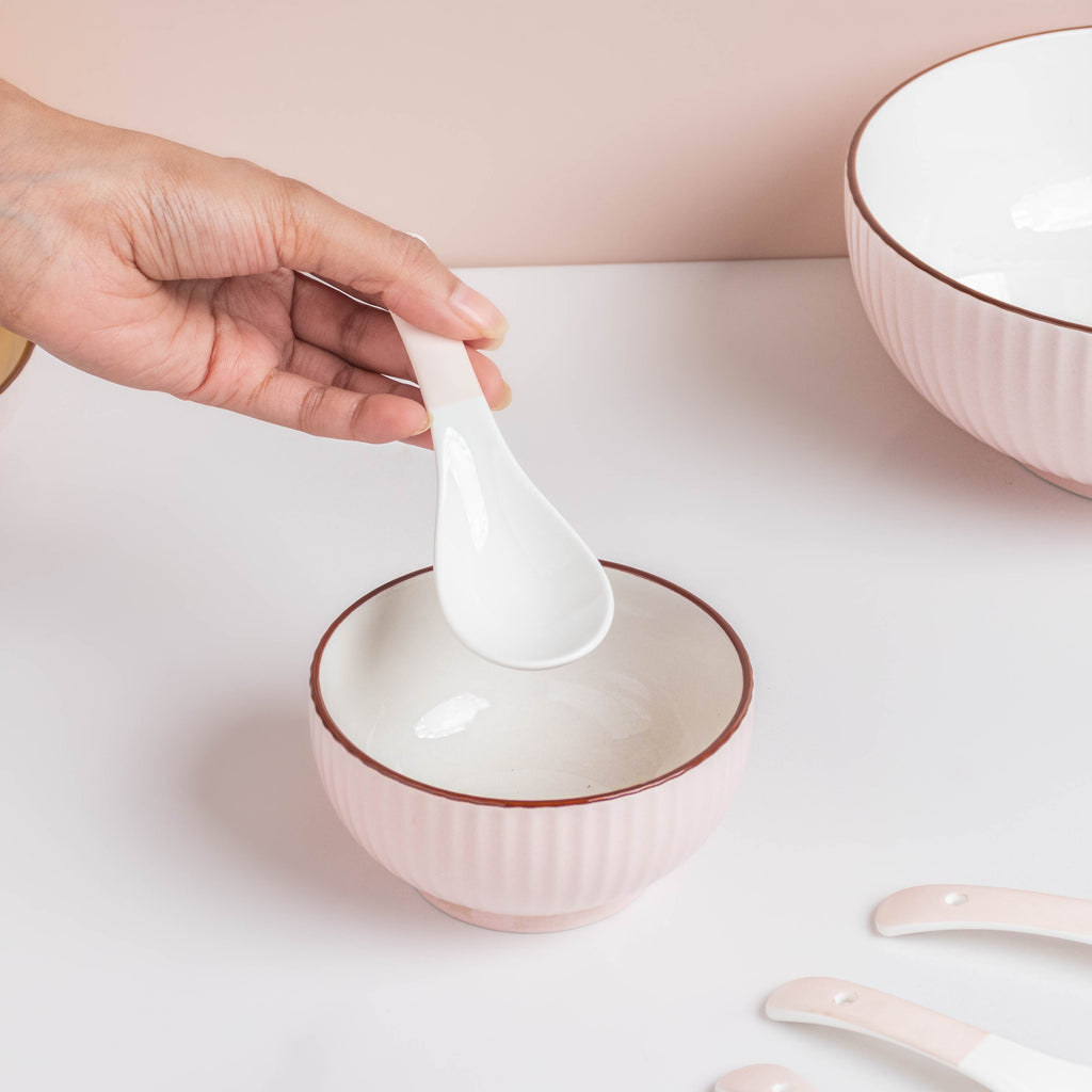 Rosy Pink Snack Set For 8 Nestasia
