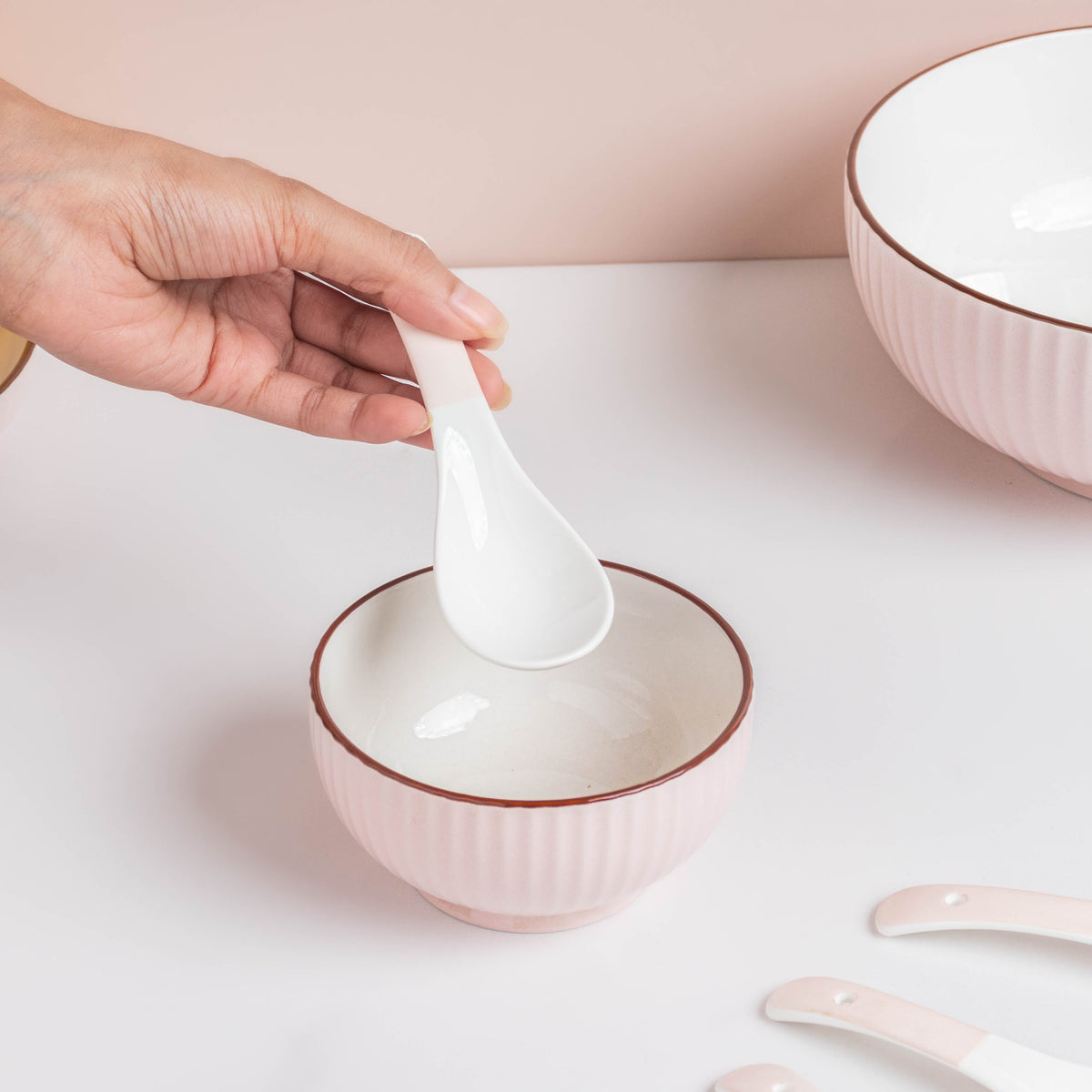 Rosy Pink Snack Set For 8 Nestasia