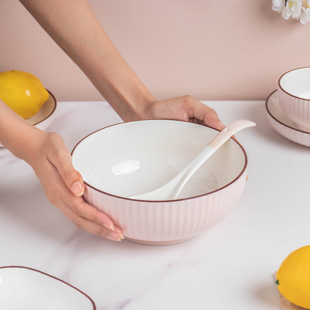 Rosy Pink Snack Set For 8 Nestasia