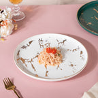 Sleek Marble Dinner Plate White 10 Inch Nestasia