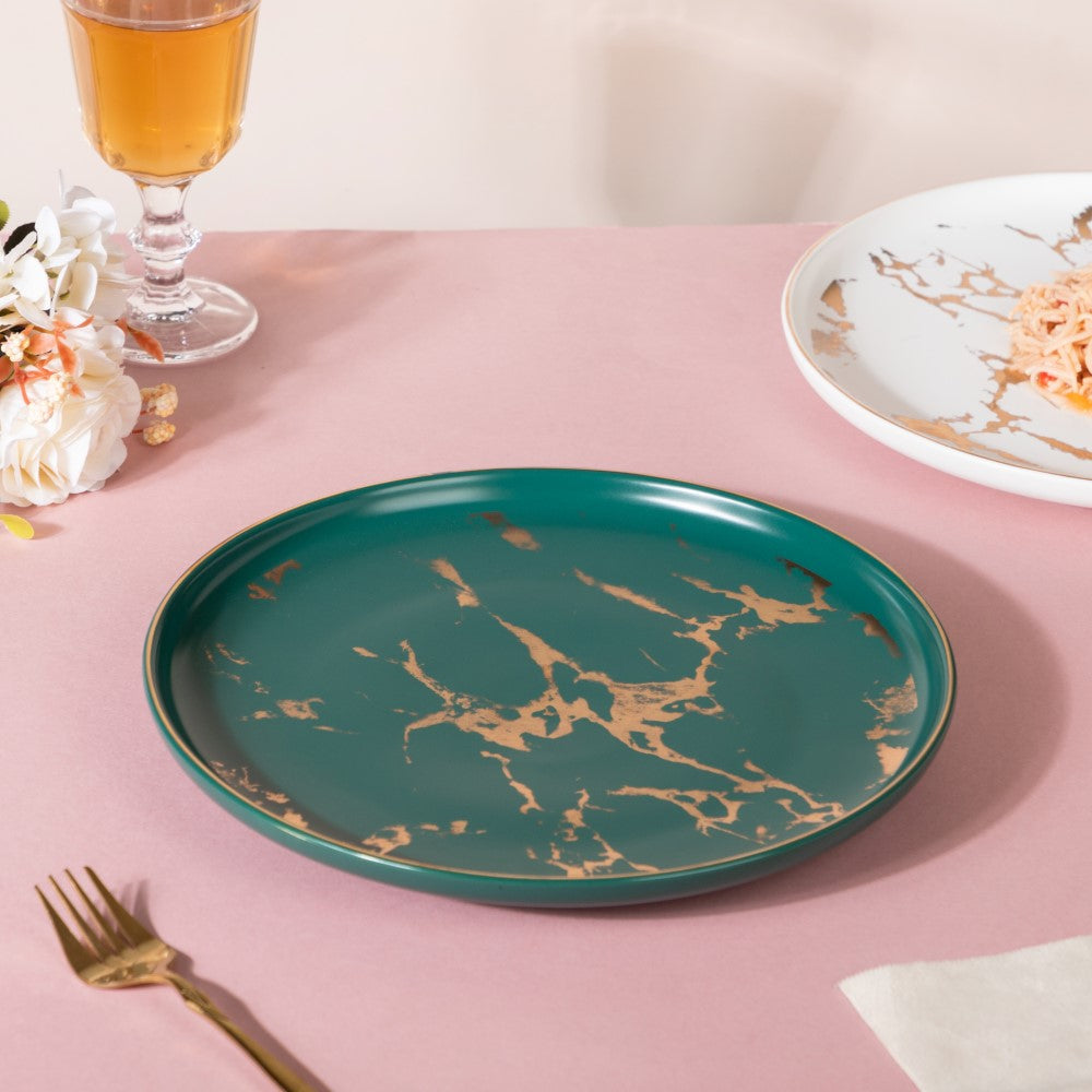 Sleek Marble Dinner Plate Green 10 Inch Nestasia