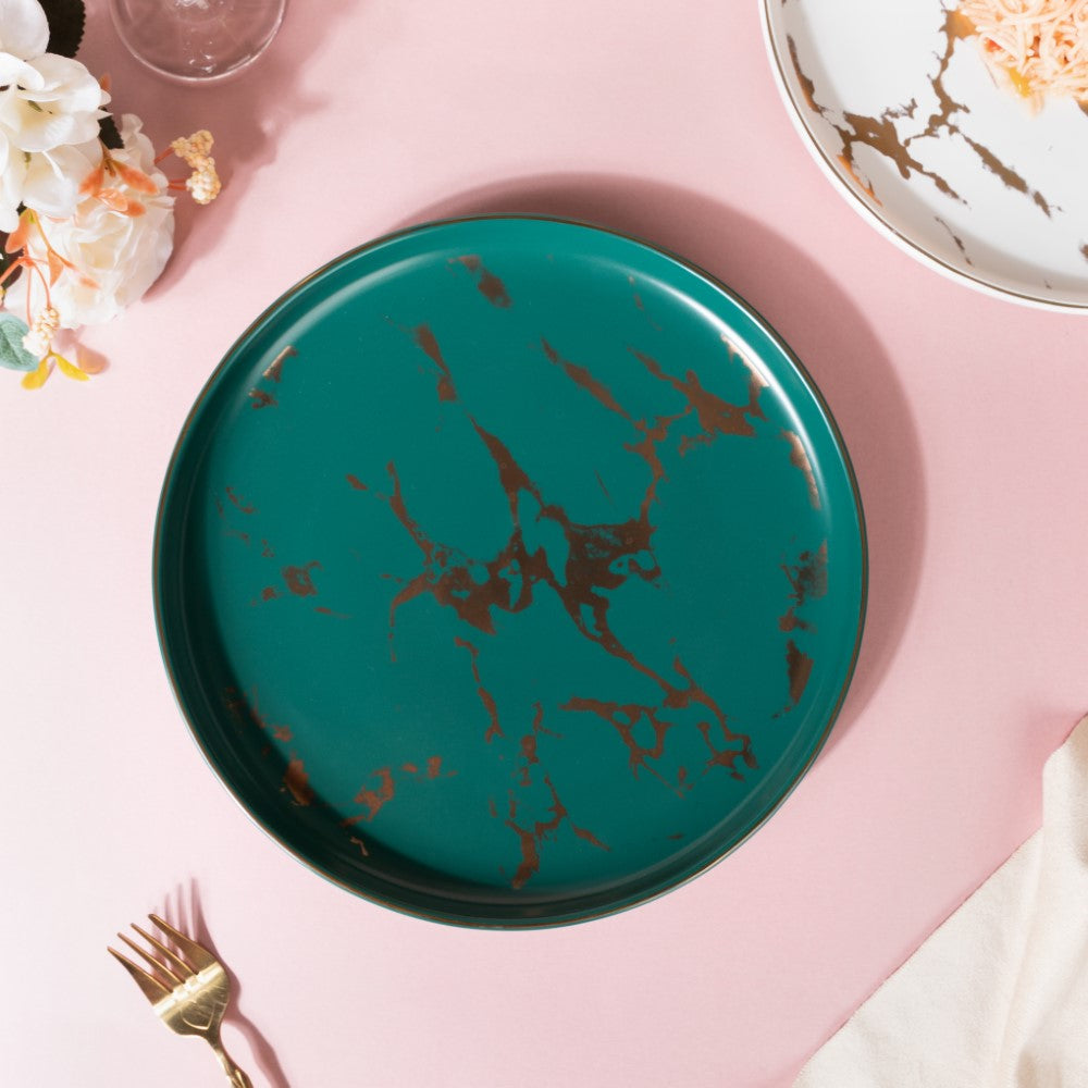 Sleek Marble Dinner Plate Green 10 Inch Nestasia