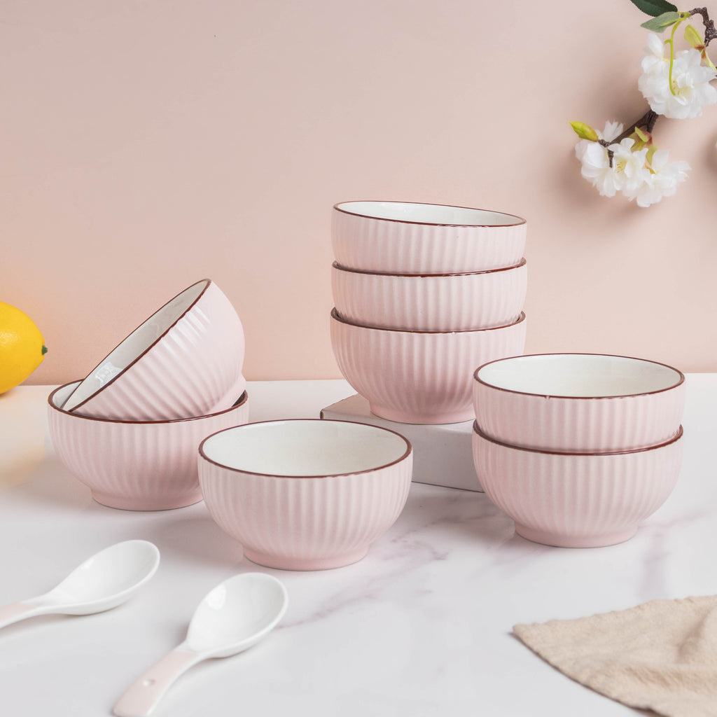 Rosy Pink Snack Set For 8 Nestasia
