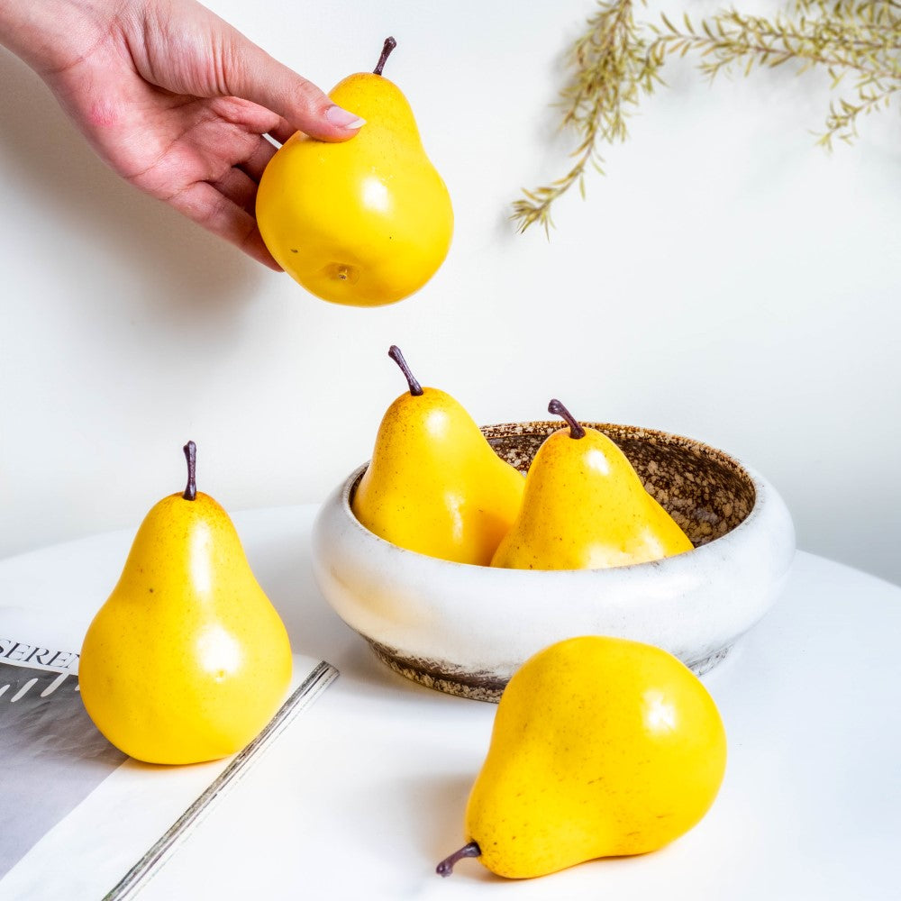Decorative Pears Set Of 5 Yellow Nestasia