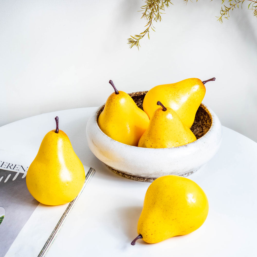 Decorative Pears Set Of 5 Yellow Nestasia