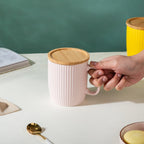 Ceramic Mug with Wooden Lid Pink Nestasia
