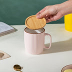 Ceramic Mug with Wooden Lid Pink Nestasia