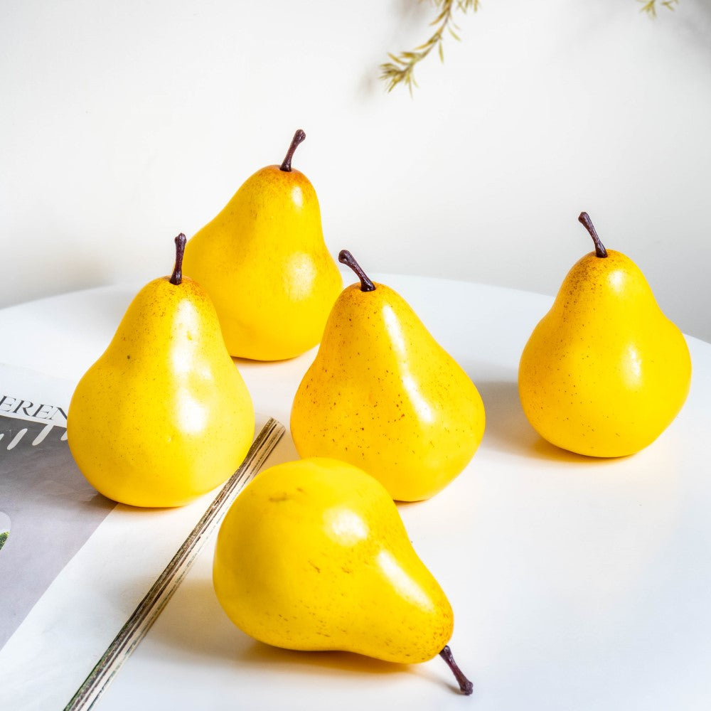 Decorative Pears Set Of 5 Yellow Nestasia