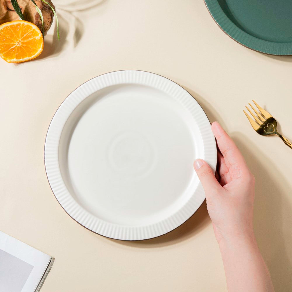 Matte Modern Ceramic Snack Plate White 8.5 Inch Nestasia