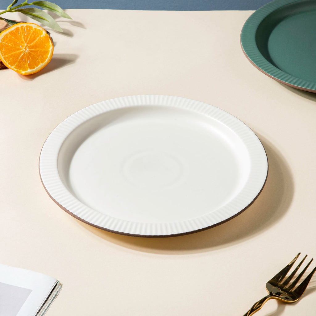 Matte Modern Ceramic Snack Plate White 8.5 Inch Nestasia