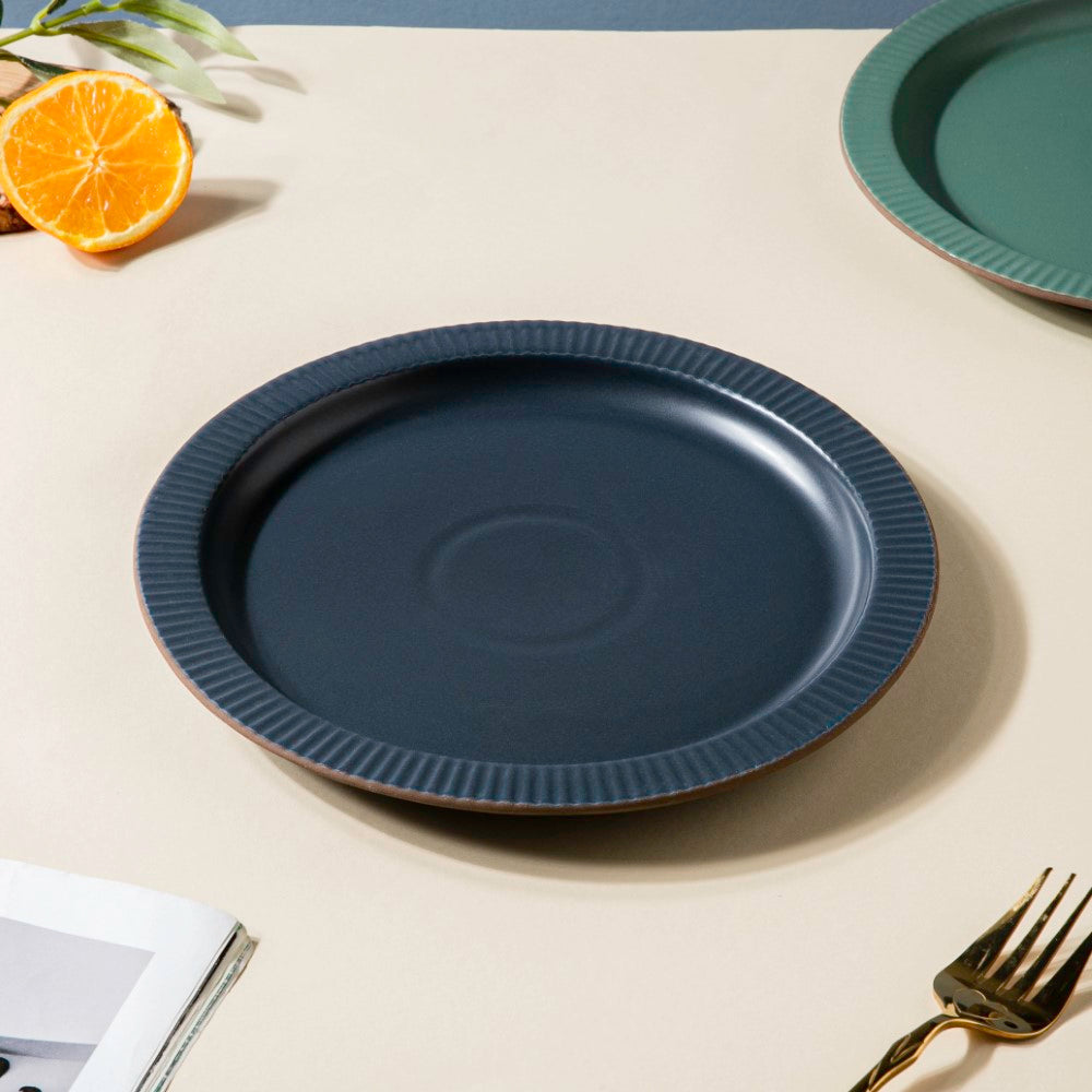 Matte Modern Ceramic Snack Plate Blue 8.5 Inch Nestasia