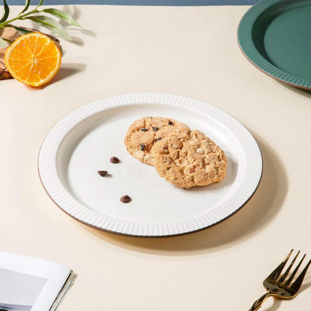 Matte Modern Ceramic Snack Plate White 8.5 Inch Nestasia