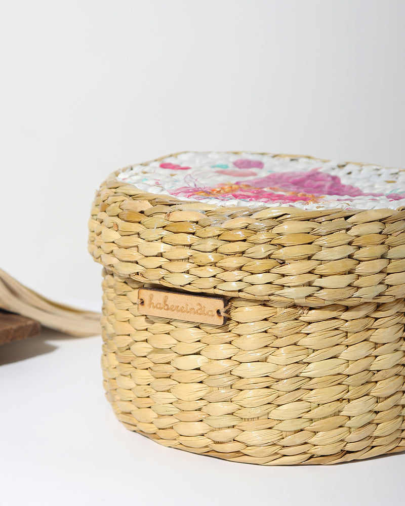 Multi-Purpose Seagrass Lid Box for Wardrobe & Small Household Items