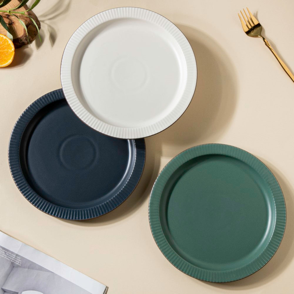 Matte Modern Ceramic Snack Plate White 8.5 Inch Nestasia
