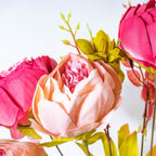 Faux Rose Bouquet Peach And Carmine Nestasia