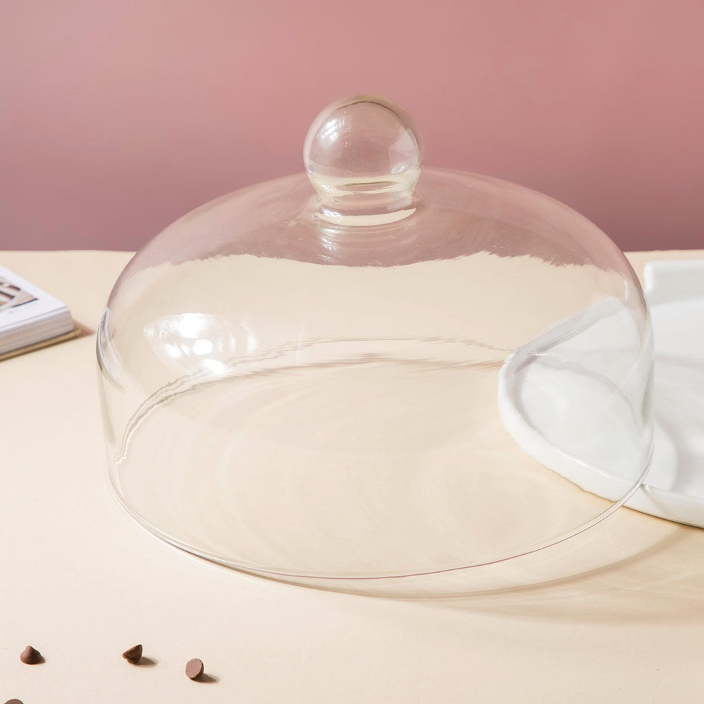 Cake Plate With Cover White 11.5 Inch Nestasia